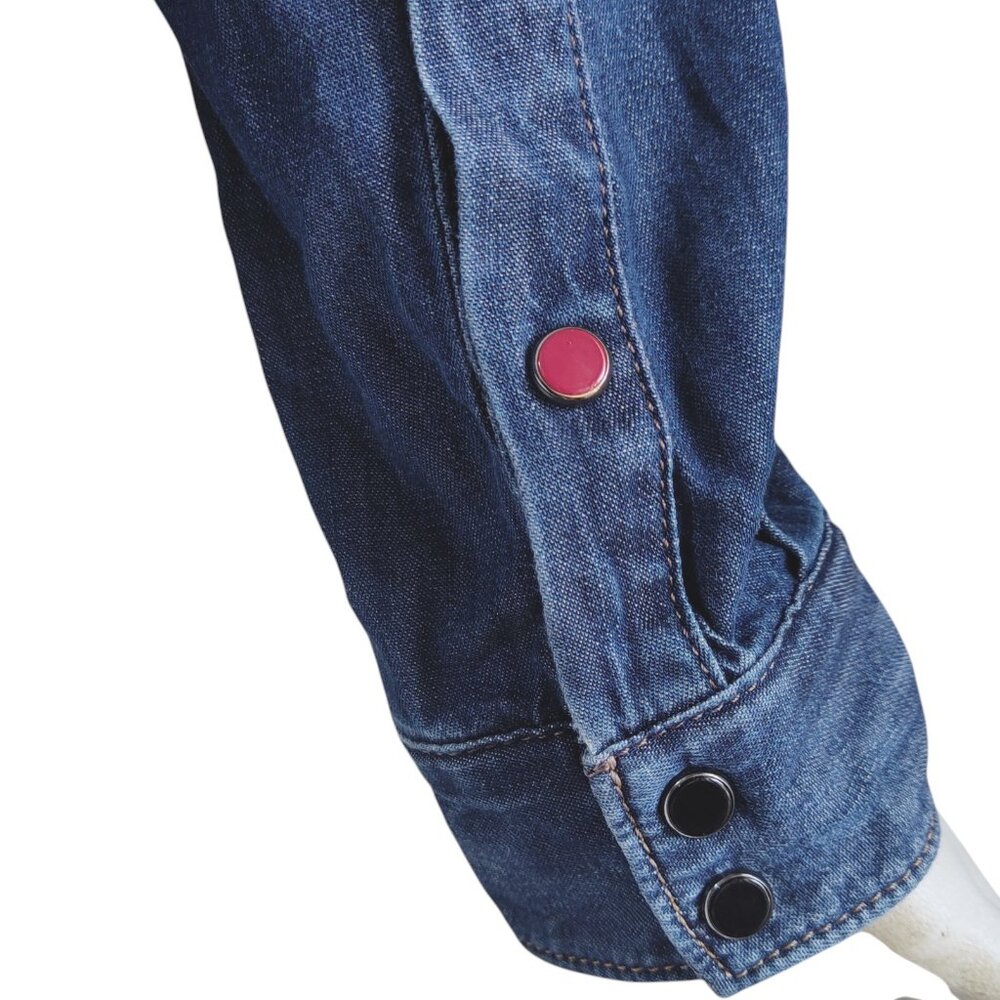 Diesel Western Distressed Chambray Snap Front Cotton Thin Soft Denim Shirt Sz S - Picture 9 of 11